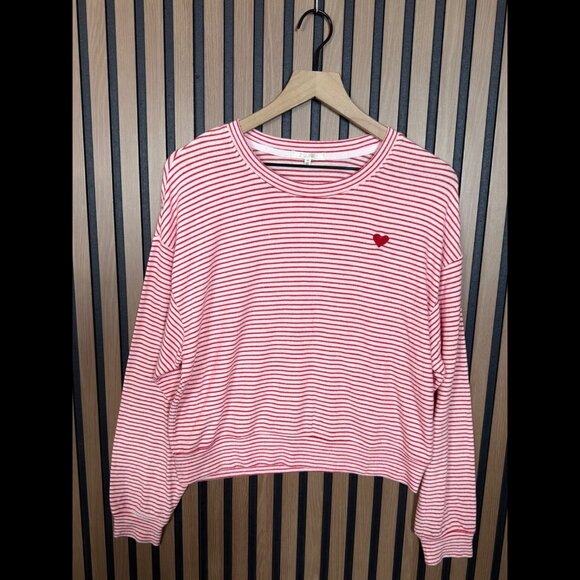 Z Supply Top Medium Womens Peppermint Stripe Long Sleeve Stretch Tee - Picture 1 of 9